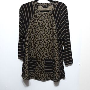 Ali Miles Animal‎ Print & Stripe Boho Bohemian Tunic